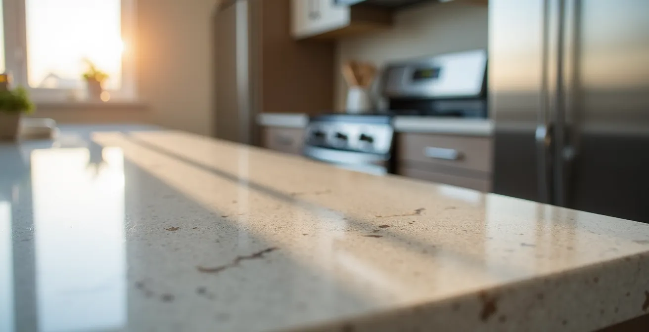 Cuisine rénovée dans un duplex montréalais avec comptoirs en quartz et électroménagers en acier inoxydable