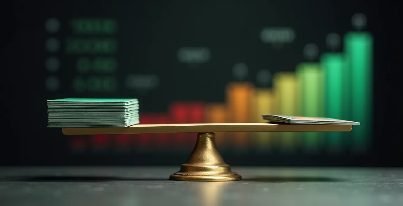 Graphique visuel montrant l'impact du taux d'utilisation sur le score de crédit